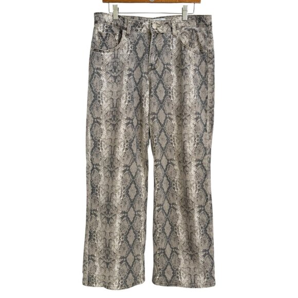 Disclosure Python Snakeskin Print Wide Leg Jeans 31 Maximalist Baggy Neutral - Picture 1 of 5
